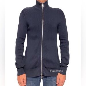 THEORY MENS RIB ZIP NAVY BLUE CARDIGAN